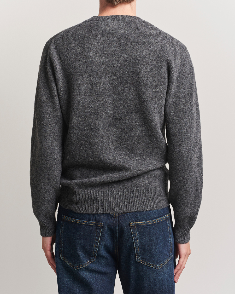 Herren | Pullover | Baracuta | Shetland Virgin Wool Crew Neck Mid Grey