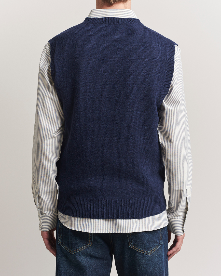Herren | Pullover | Baracuta | Shetland Virgin Wool Vest Navy
