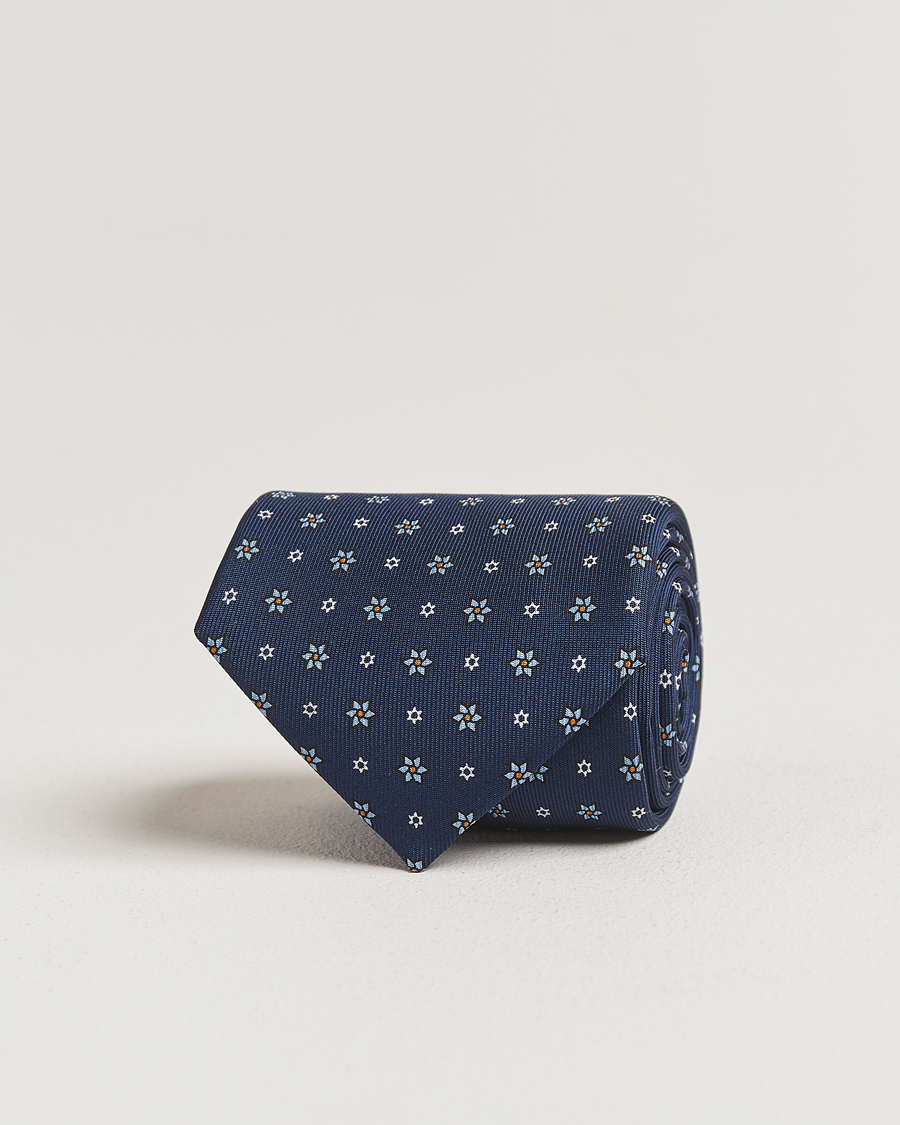 Herren | E. Marinella 3-Fold Printed Silk Tie Navy | E. Marinella | 3-Fold Printed Silk Tie Navy
