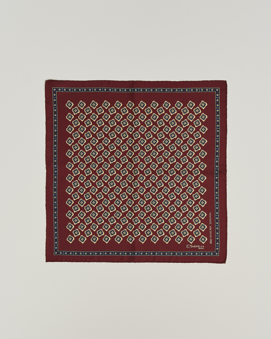 Herren | E. Marinella Archivio Silk Pocket Square Burgundy | E. Marinella | Archivio Silk Pocket Square Burgundy