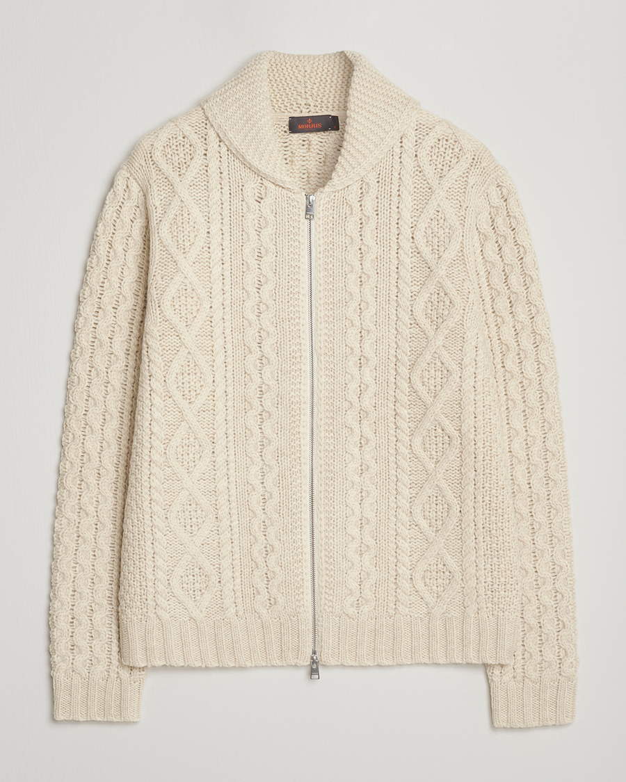 Herren | Pullover | Morris | Cornwall Cable Full Zip Jacket OfF White