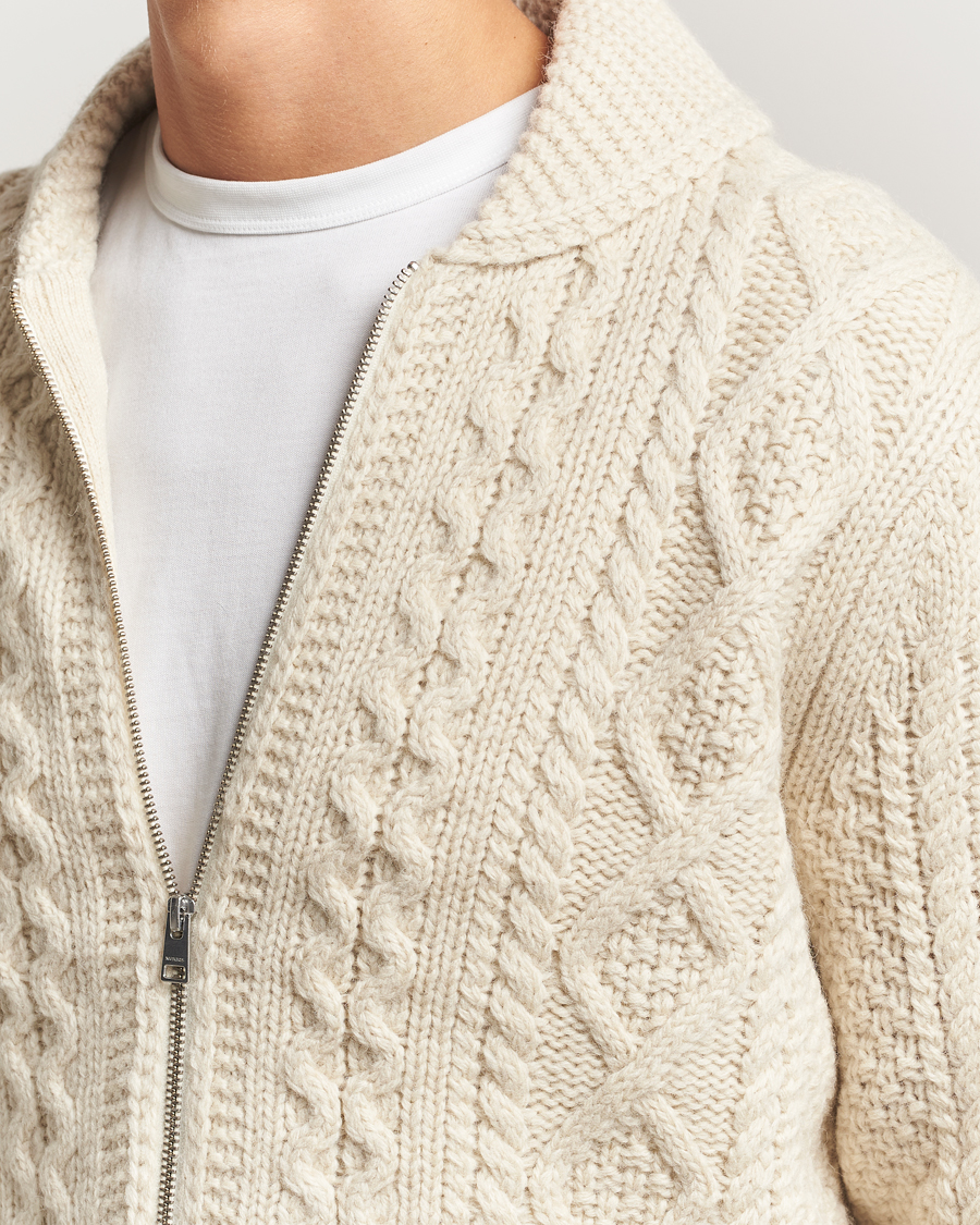 Herren | Pullover | Morris | Cornwall Cable Full Zip Jacket OfF White