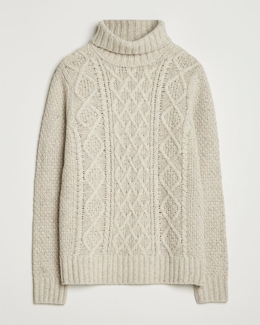 Herren | Pullover | Morris | Beauford Cable Roller Neck Off White