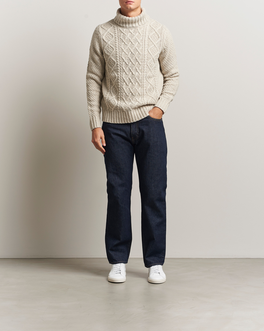 Herren | Pullover | Morris | Beauford Cable Roller Neck Off White
