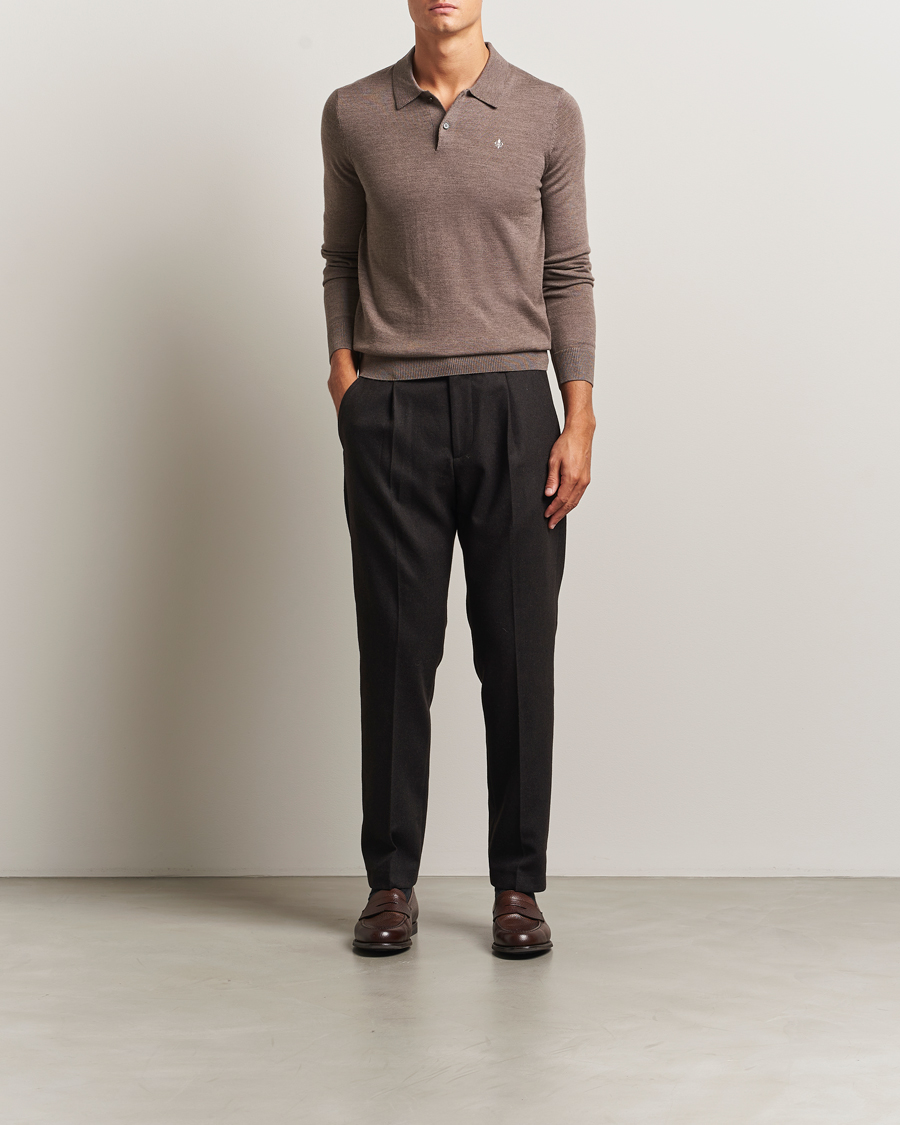 Herren | Pullover | Morris | Merino Polo Knit Brown