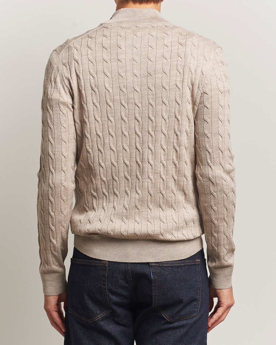 Herren | Pullover | Morris | Merino Cable Half Zip Khaki