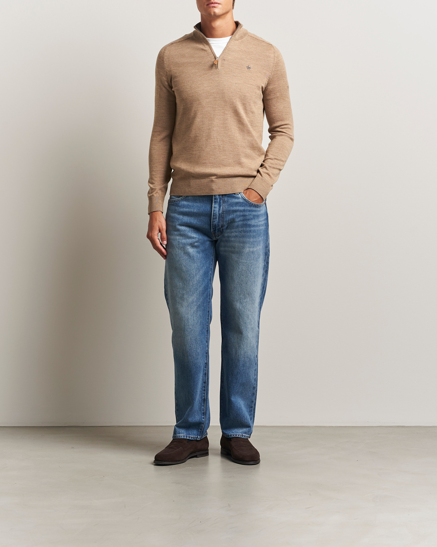 Herren | Pullover | Morris | John Merino Half Zip Camel