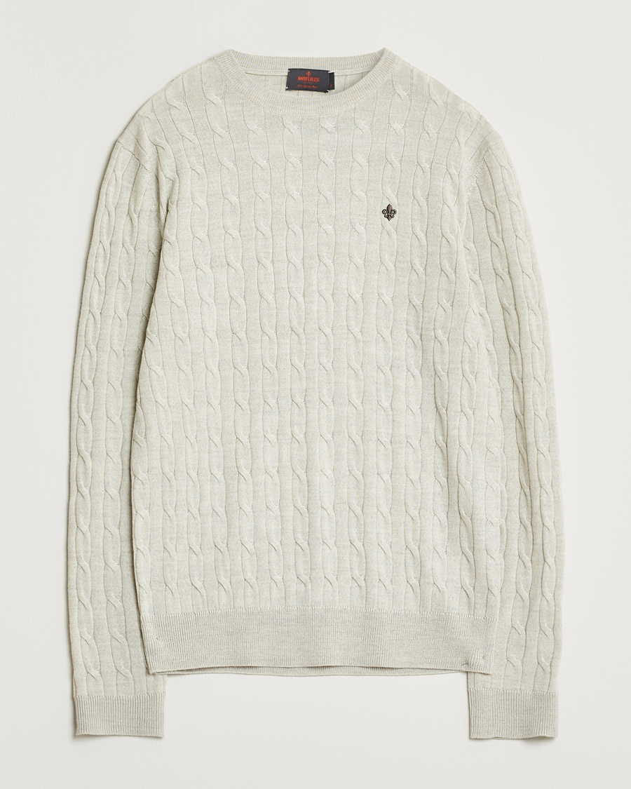 Herren | Pullover | Morris | Merino Cable O-Neck Off White