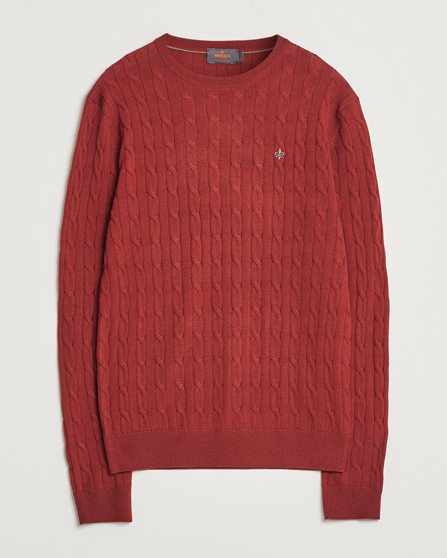 Herren | Pullover | Morris | Merino Cable O-Neck Red