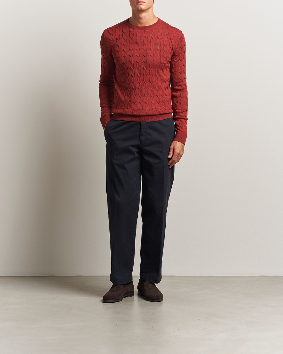 Herren | Pullover | Morris | Merino Cable O-Neck Red