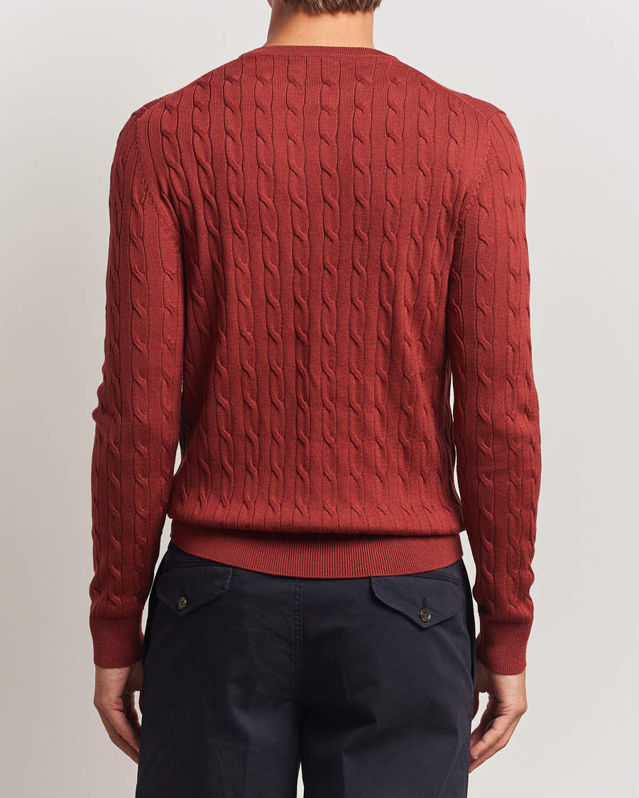 Herren | Pullover | Morris | Merino Cable O-Neck Red
