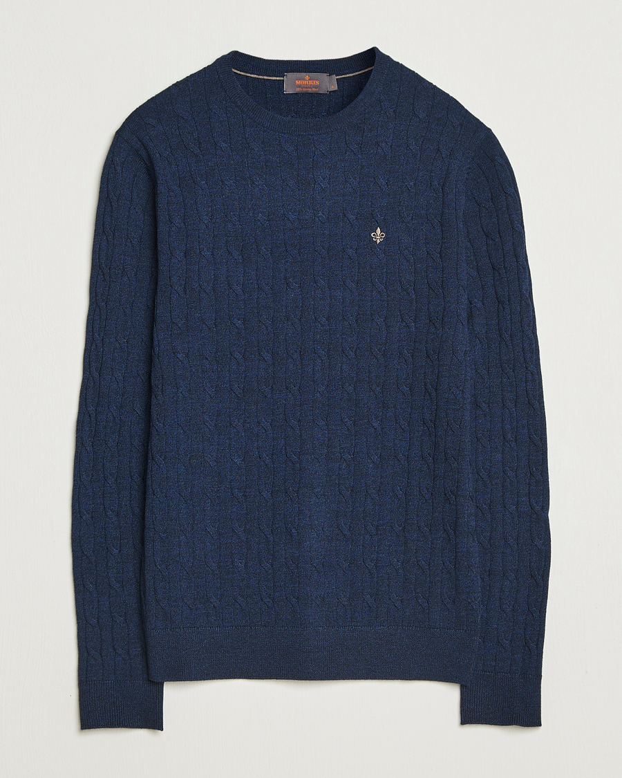 Herren | Pullover | Morris | Merino Cable O-Neck Dark Blue