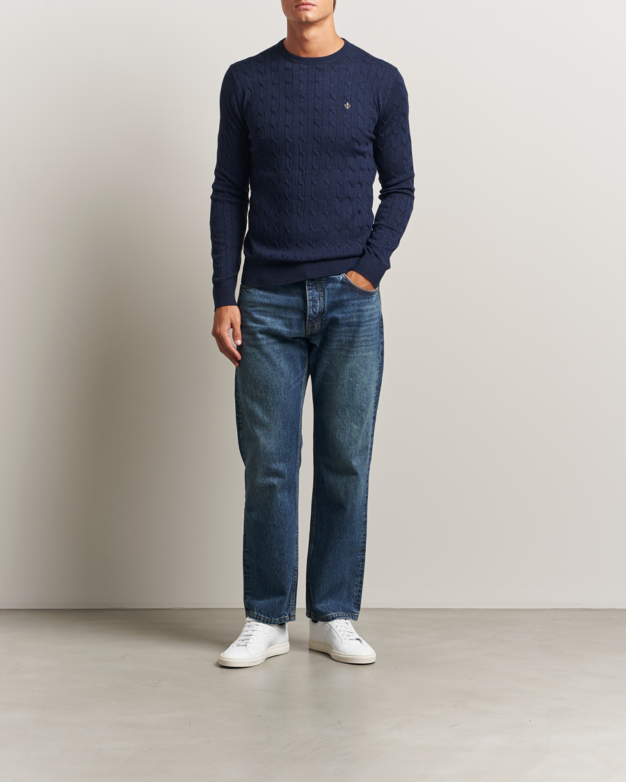 Herren | Pullover | Morris | Merino Cable O-Neck Dark Blue