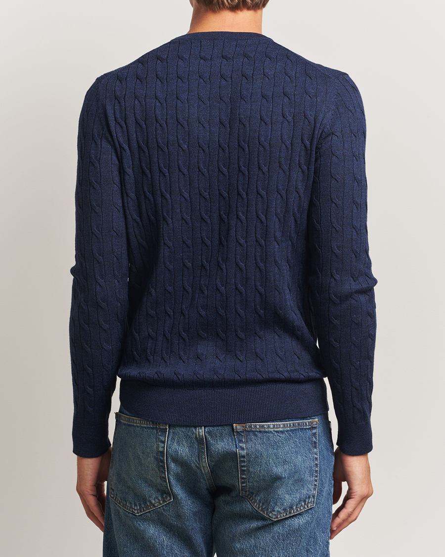 Herren | Pullover | Morris | Merino Cable O-Neck Dark Blue