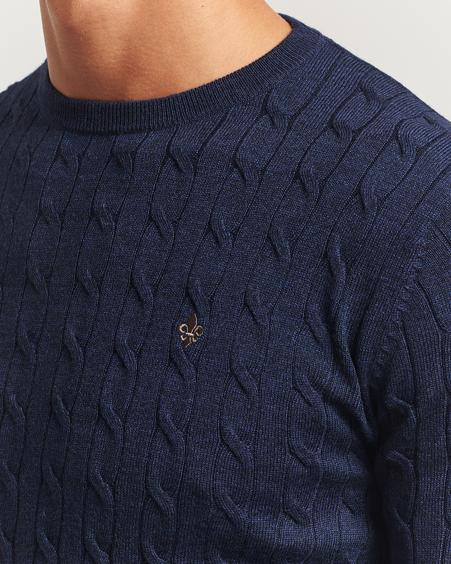Herren | Pullover | Morris | Merino Cable O-Neck Dark Blue