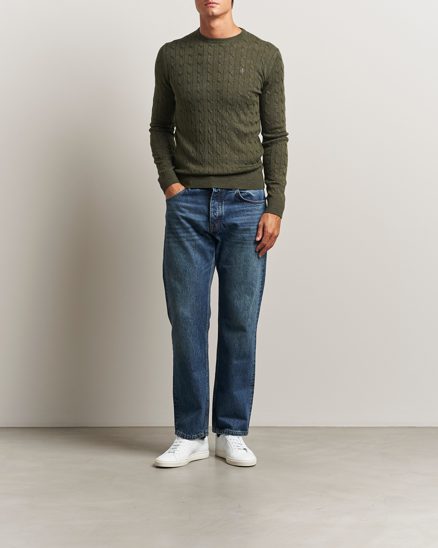 Herren | Pullover | Morris | Merino Cable O-Neck Olive