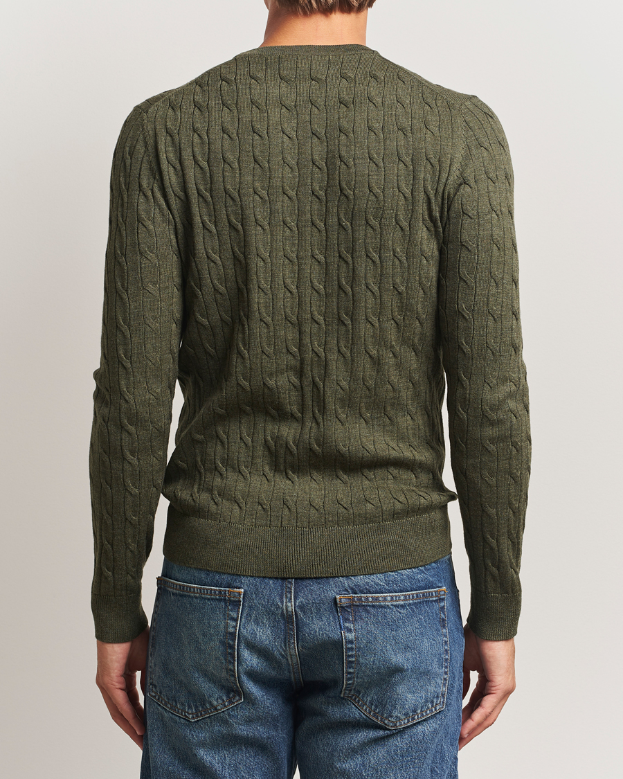 Herren | Pullover | Morris | Merino Cable O-Neck Olive