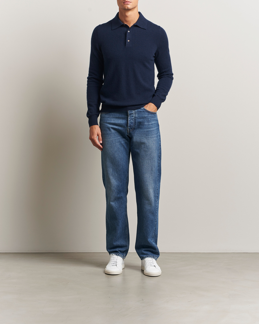 Herren | Pullover | Morris | Cashmere Polo Neck Navy