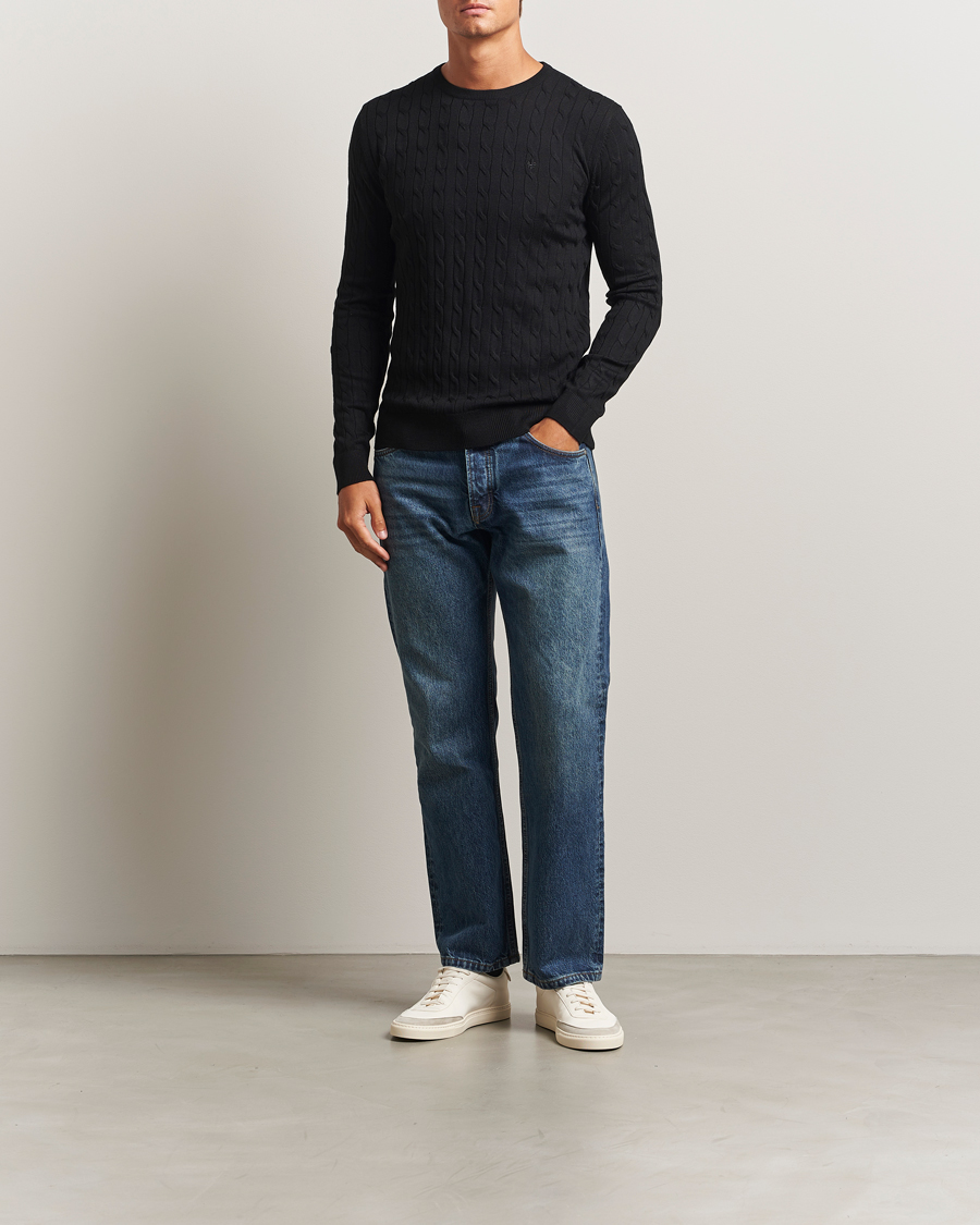 Herren | Pullover | Morris | Merino Cable O-Neck Black