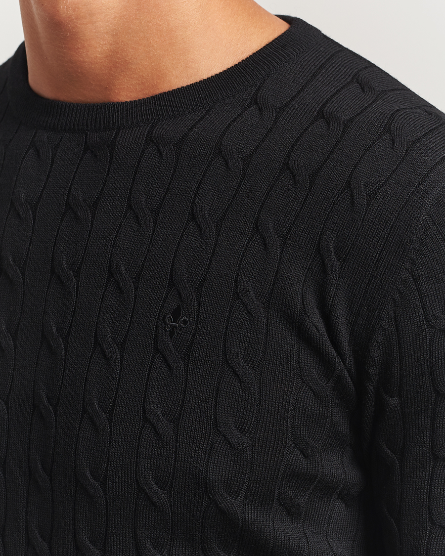 Herren | Pullover | Morris | Merino Cable O-Neck Black