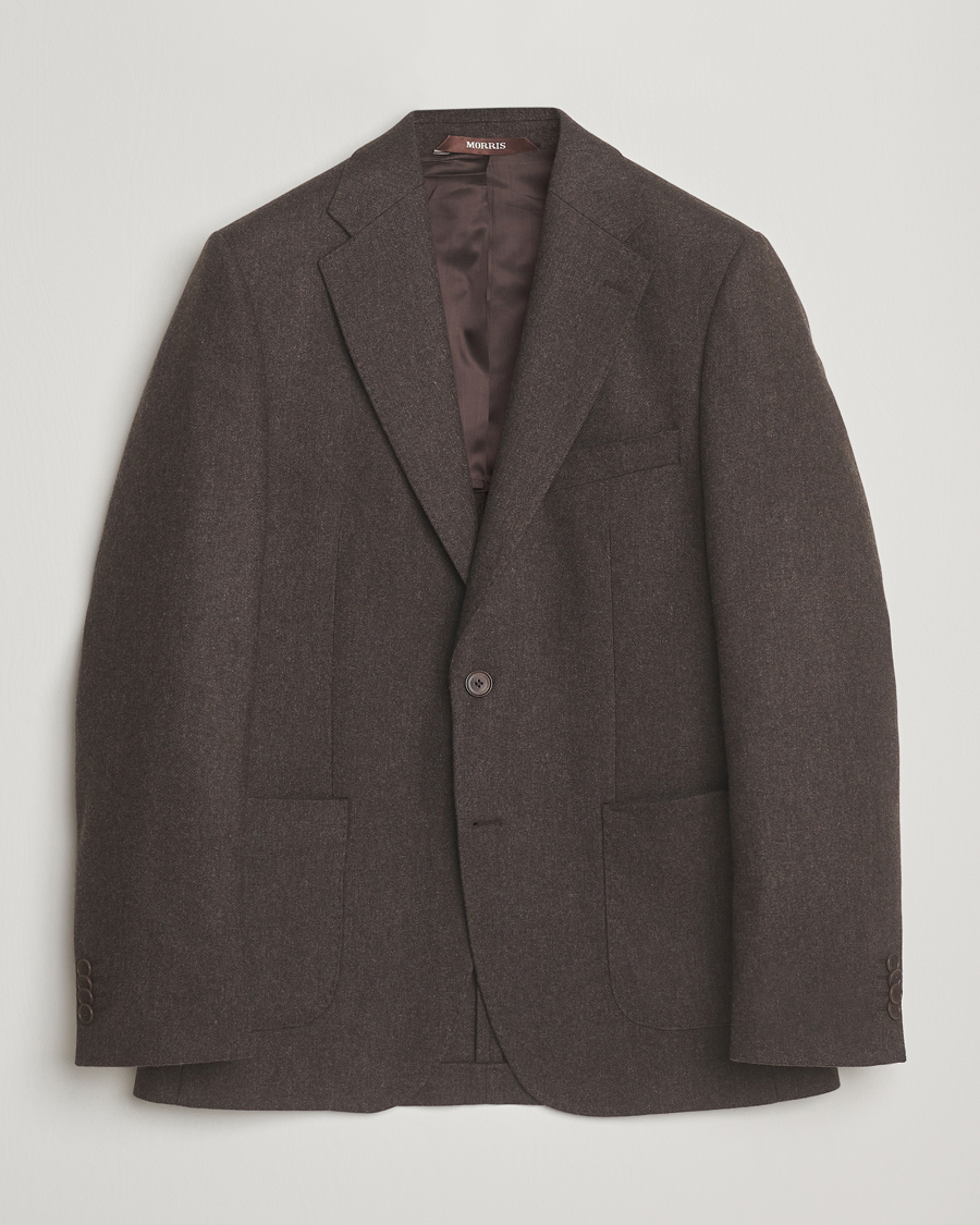 Herren | Sakkos | Morris | Flannel Wool Blazer Brown