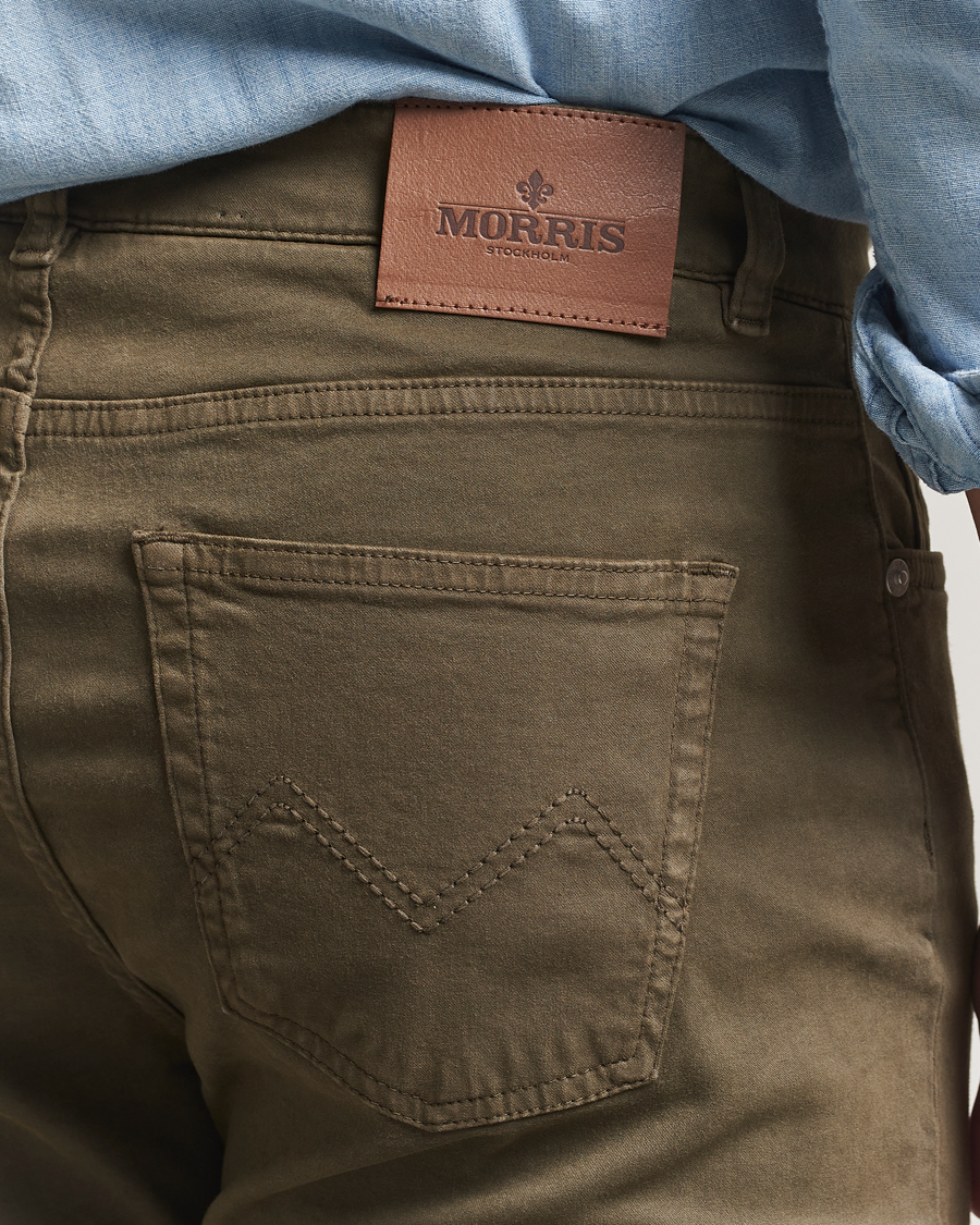 Herren | Jeans | Morris | James Brushed 5-Pocket Jeans Olive