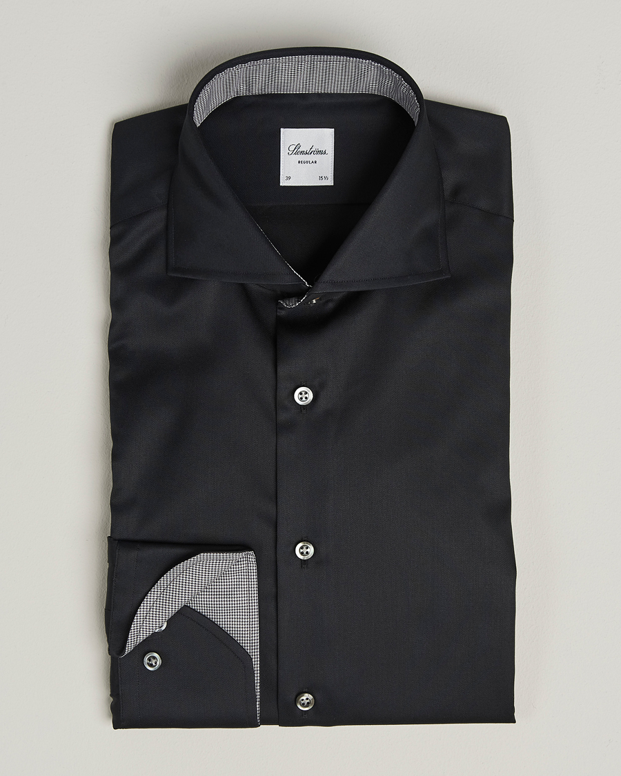 Herren | Hemden | Stenströms | Regular Fit Contrast Shirt Black