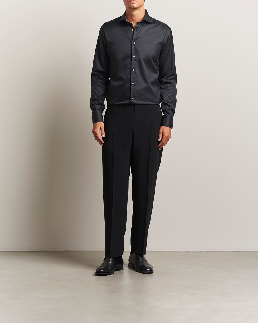 Herren | Hemden | Stenströms | Regular Fit Contrast Shirt Black