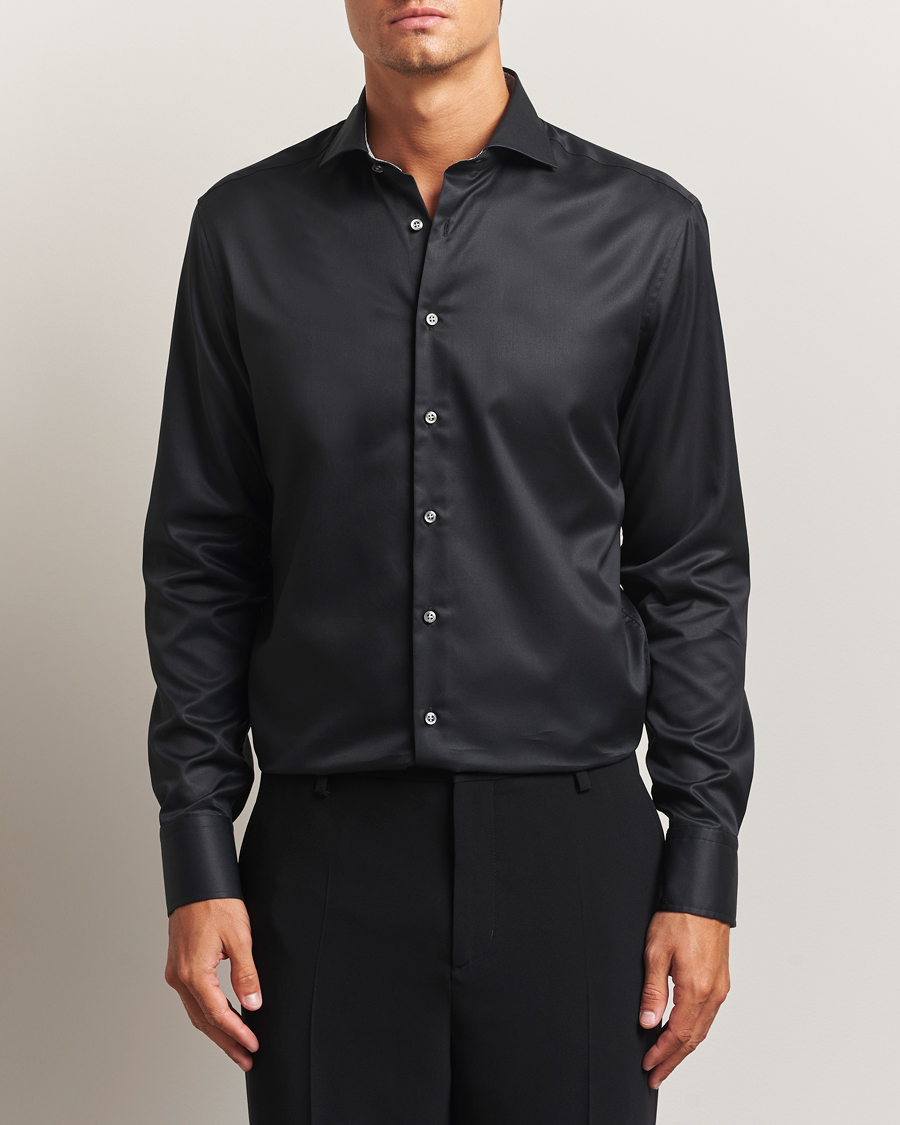 Herren | Hemden | Stenströms | Regular Fit Contrast Shirt Black