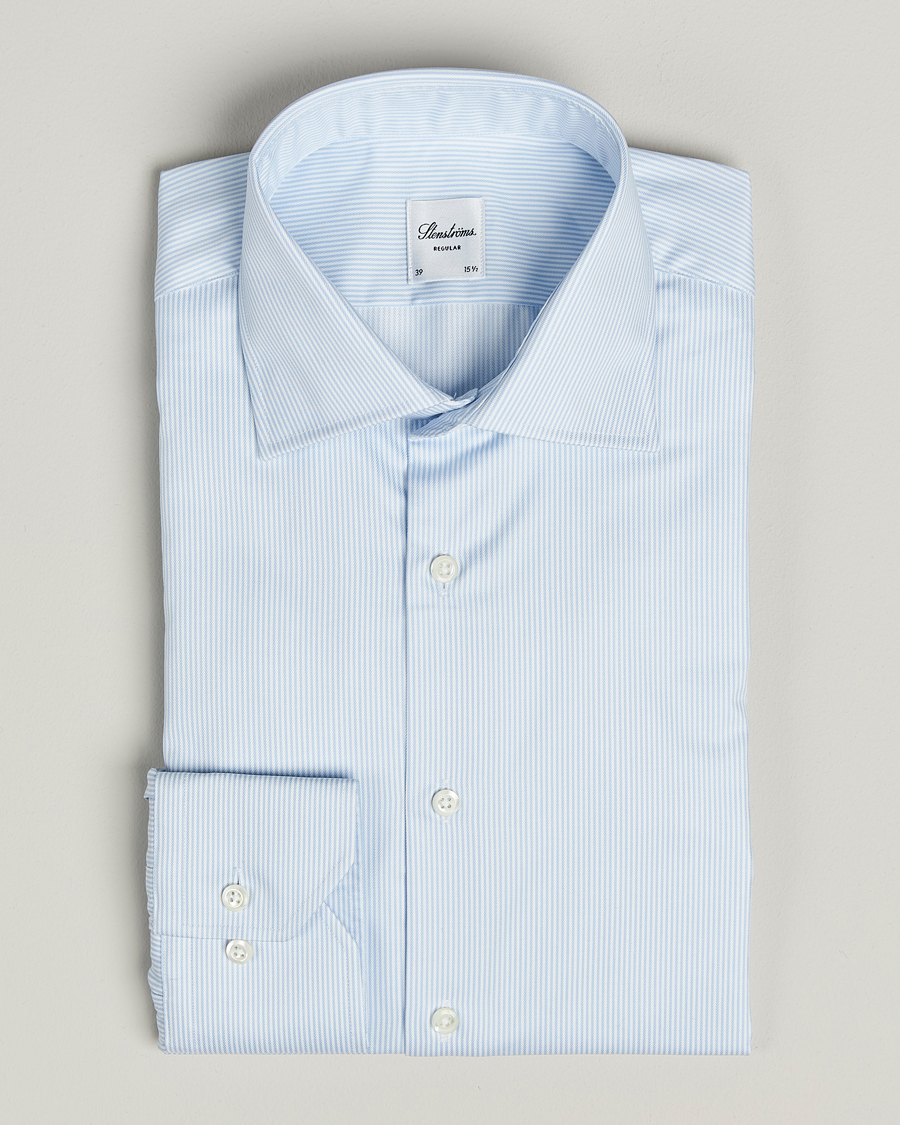 Herren | Hemden | Stenströms | Regular Fit Thin Stripe Shirt White/Blue