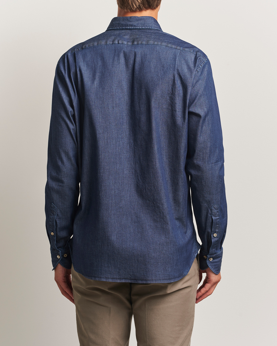 Herren | Hemden | Stenströms | Regular Fit Garment Washed Shirt Dark Denim