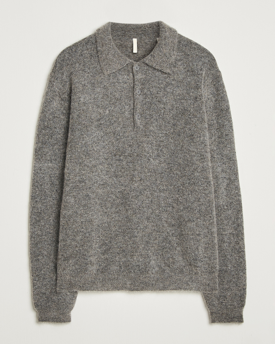 Herren | Pullover | Sunflower | Mohair Knitted Polo Grey Melange