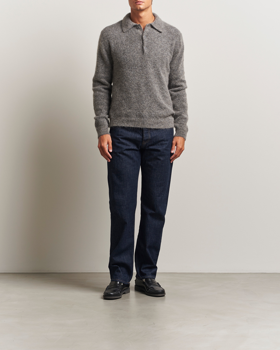 Herren | Pullover | Sunflower | Mohair Knitted Polo Grey Melange