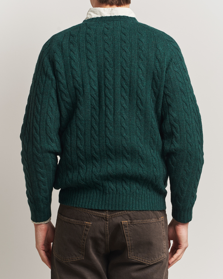 Herren | Pullover | BEAMS PLUS | Cable Crew Neck Sweater Bottle Green