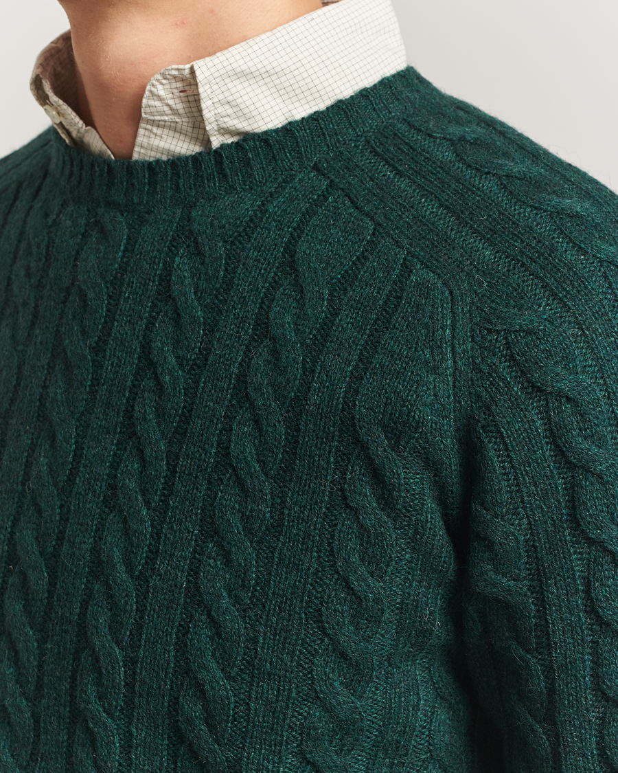 Herren | Pullover | BEAMS PLUS | Cable Crew Neck Sweater Bottle Green
