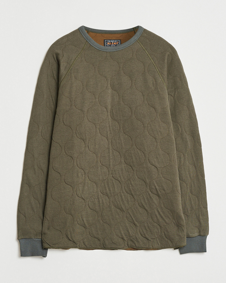 Herren | Pullover | BEAMS PLUS | MIL Quilt Crew Neck Olive