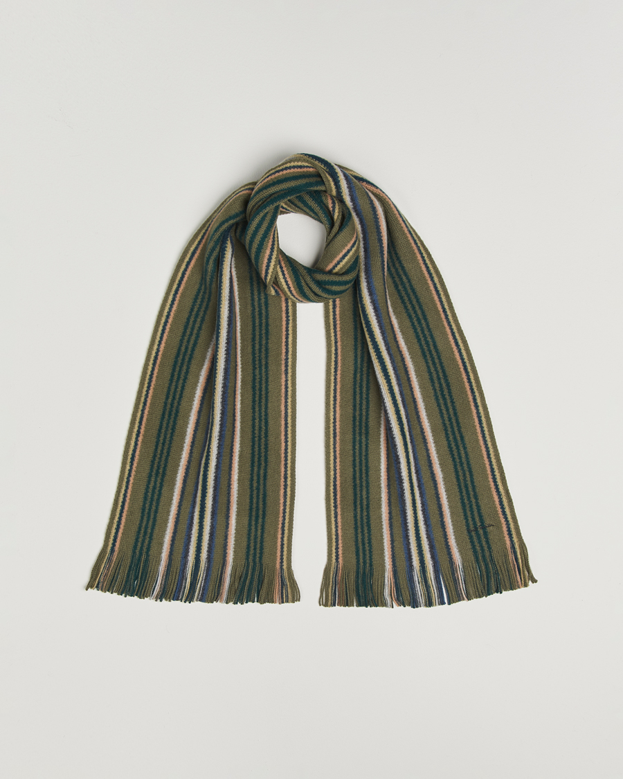 Herren | Paul Smith Merino Wool Striped Scarf Green Multi | Paul Smith | Merino Wool Striped Scarf Green Multi