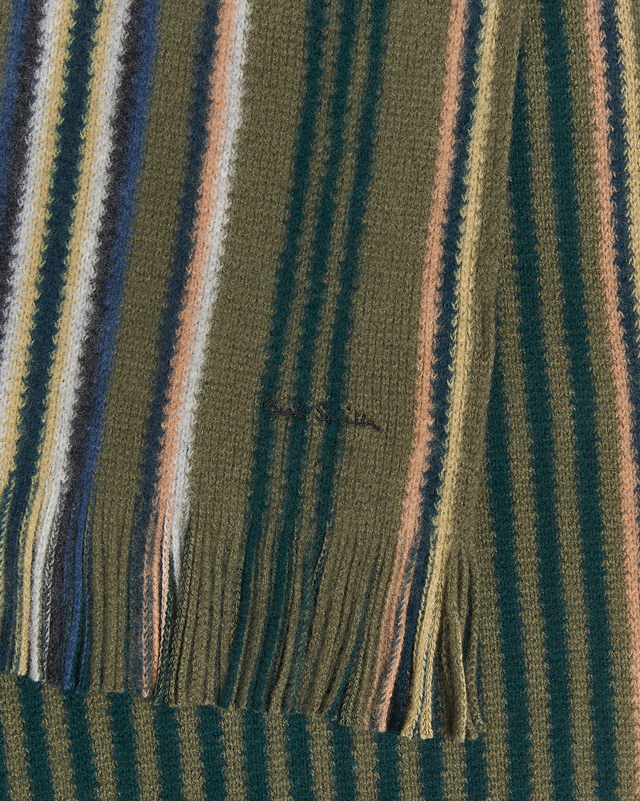 Herren | Paul Smith Merino Wool Striped Scarf Green Multi | Paul Smith | Merino Wool Striped Scarf Green Multi