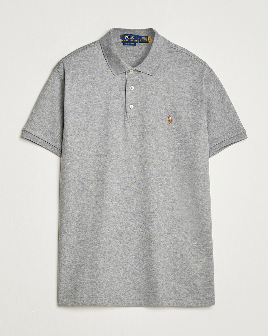 Herren | Poloshirts | Polo Ralph Lauren | Custom Slim Fit Cotton Polo Steel Heather