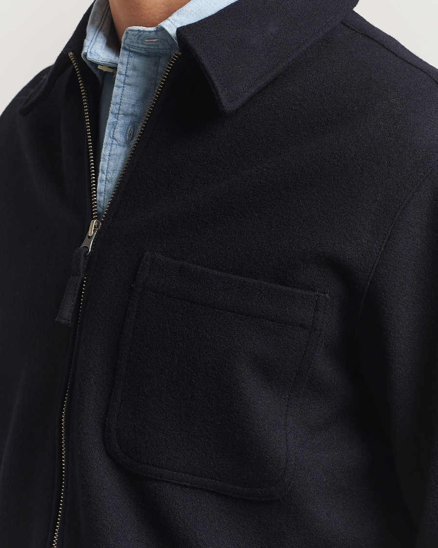 Herren | Hemden | A Day's March | Fraser Wool Zip Overshirt Navy