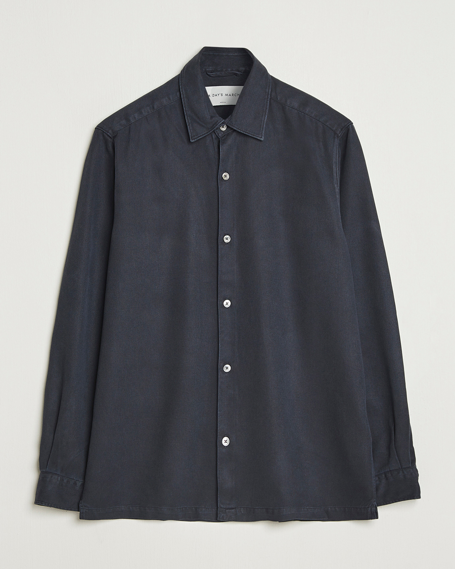 Herren | Hemden | A Day's March | Clean Cut Lyocell Shirt Navy
