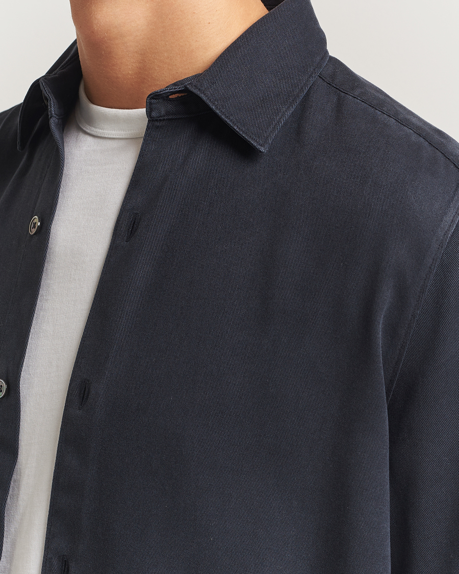 Herren | Hemden | A Day's March | Clean Cut Lyocell Shirt Navy