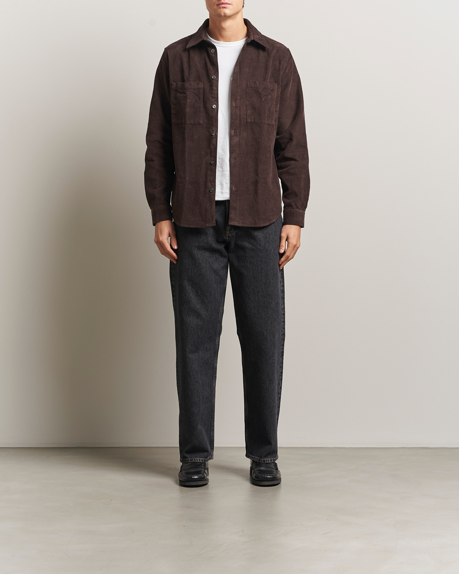 Herren | Hemden | A Day's March | Rupert Cord Shirt Dark Brown