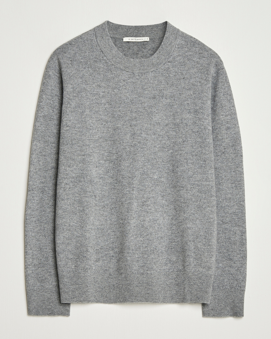 Herren | Pullover | A Day's March | Marlow Cashmere Blend Sweater Grey Melange