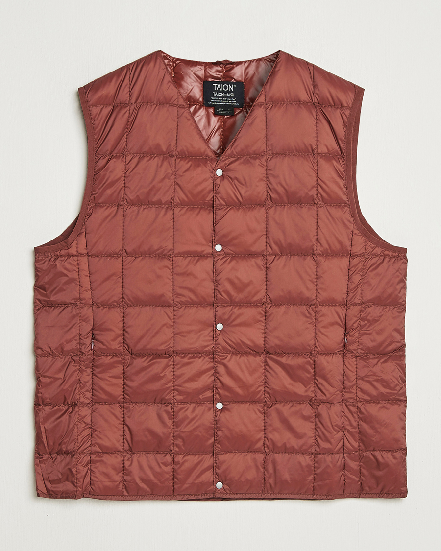 Herren | Jacken | TAION | V-Neck Lightweight Down Vest Dark Red