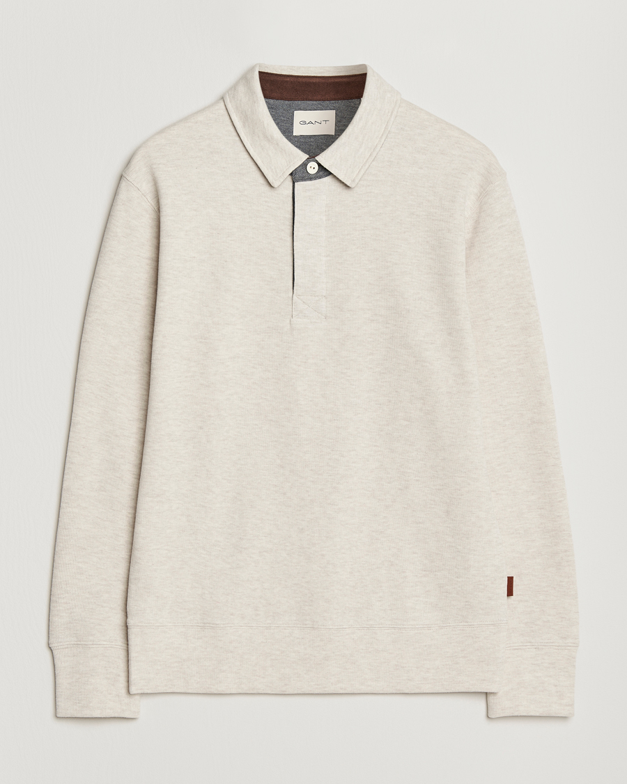 Herren | Poloshirts | GANT | Light Sacker Rib Long Sleeve Polo Seed Melange