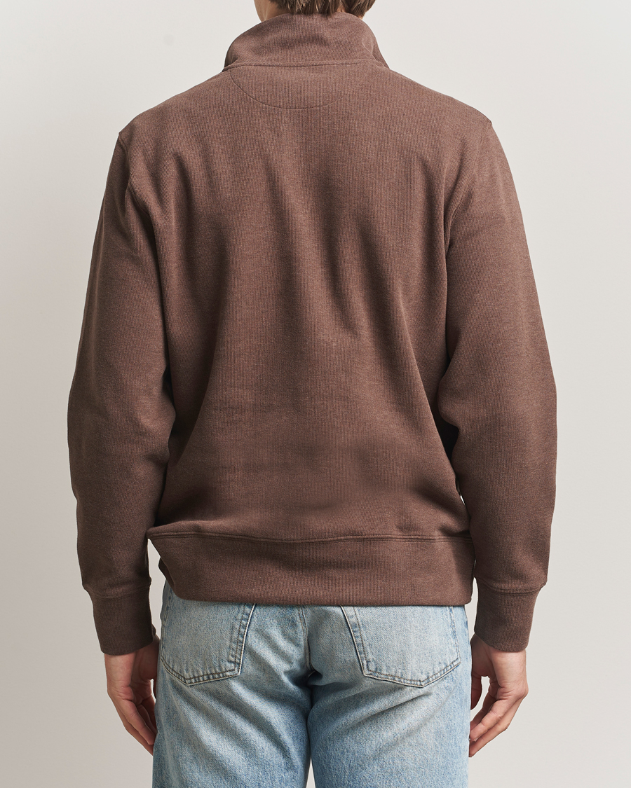 Herren | Pullover | Gant | Light Sacker Rib Half Zip Dark Brown Melange