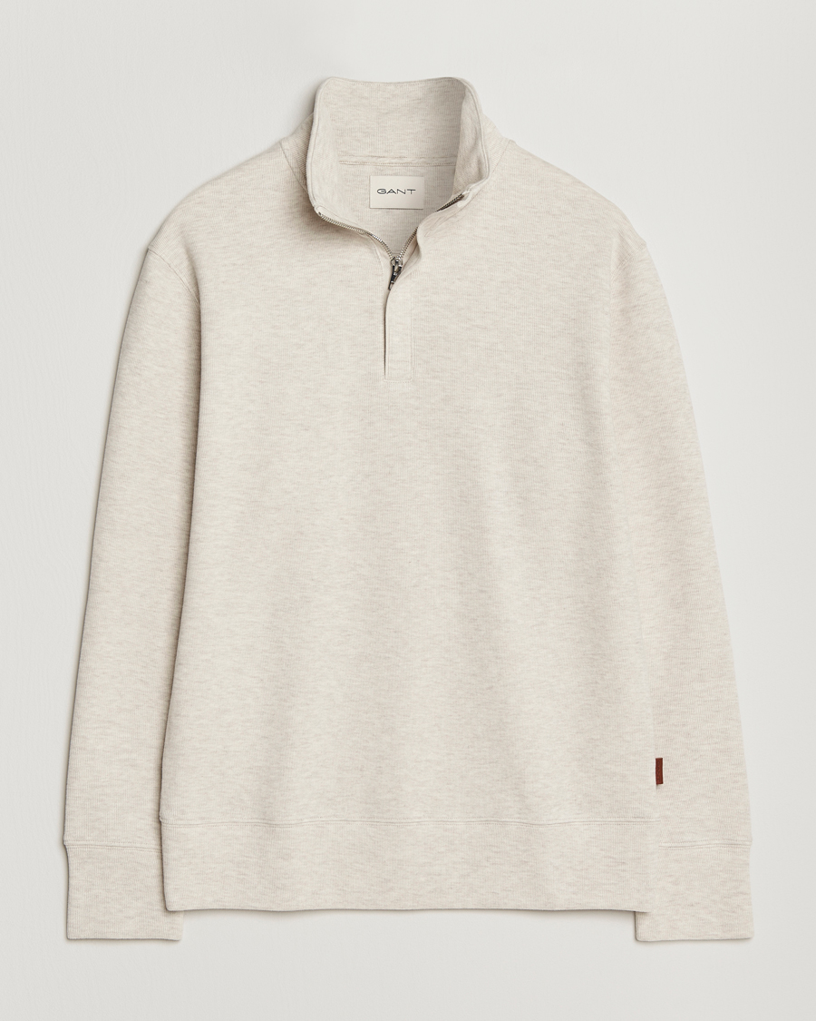 Herren | Pullover | Gant | Light Sacker Rib Half Zip Seed Melange