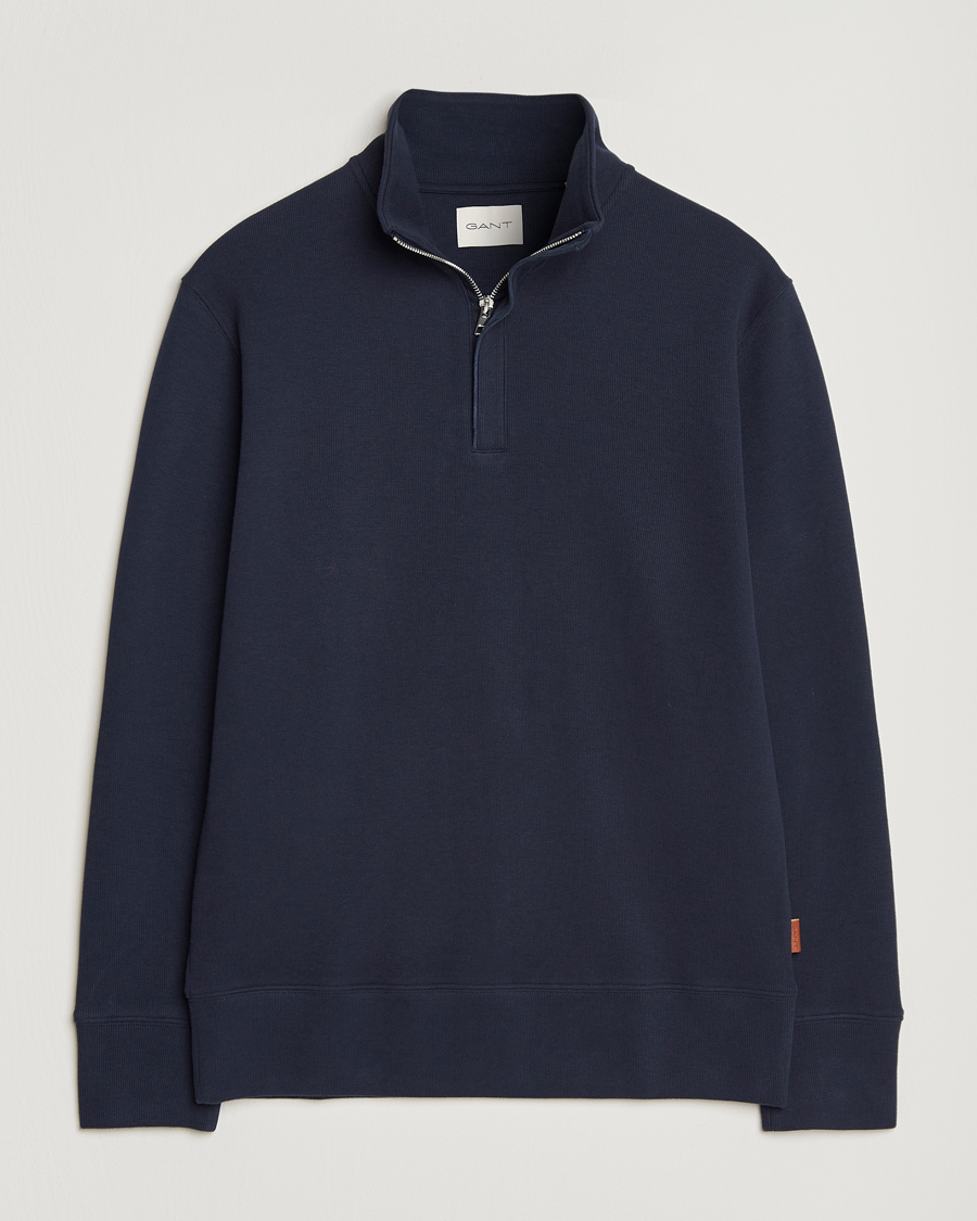 Herren | Pullover | GANT | Light Sacker Rib Half Zip Evening Blue