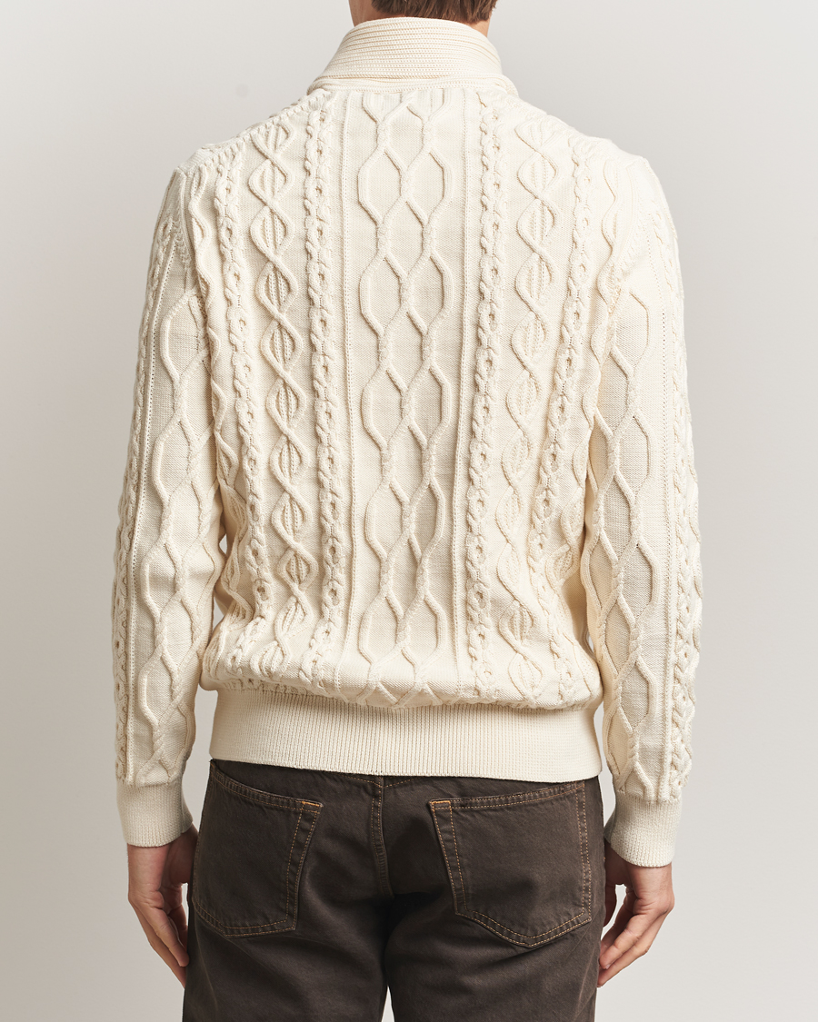 Herren | Pullover | GANT | Cable Shawl Collar Knitted Sweater Cream